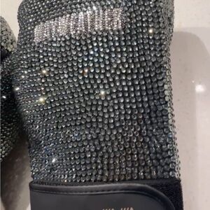 Black Rhinestone Embellished Gloves